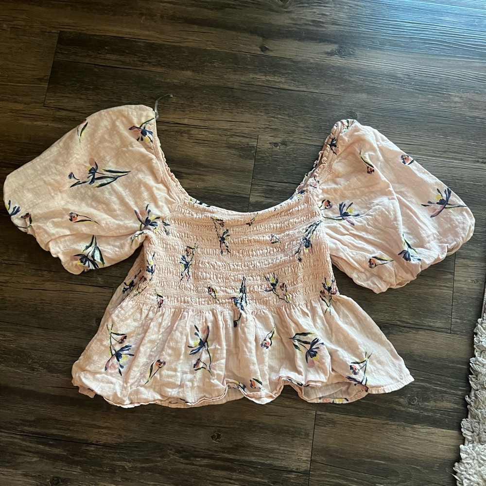 a.n.a Floral Puff Sleeve Blouse - Light Pink